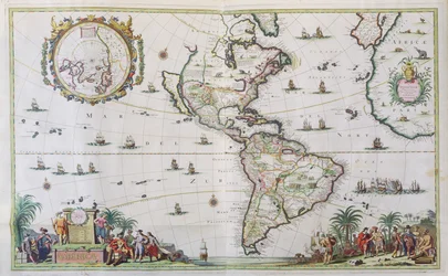 アメリカ、プレート84、 &39;Atlas Minor Sive Geographica Compendiosa&39;、1680（手彩色の彫刻）